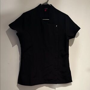 Black Women's Scrub Top With Zip